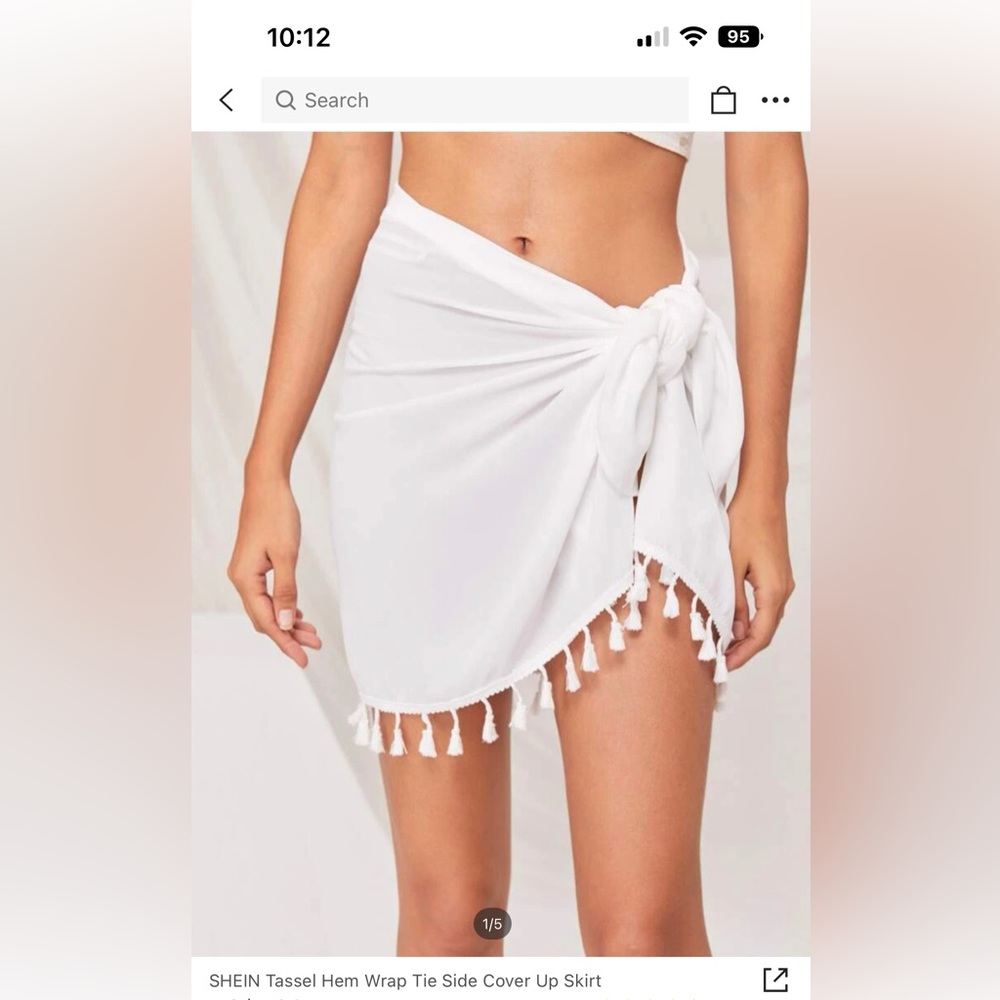 White Tassel Hem wrap tie skirt swim cover